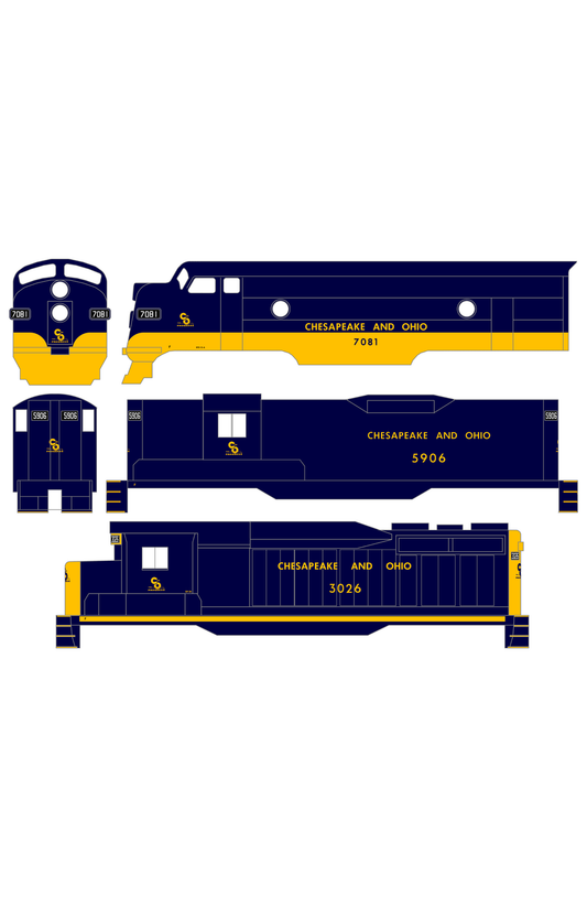 Chesapeake and Ohio Diesel Locomotive Yellow Full Name Futura