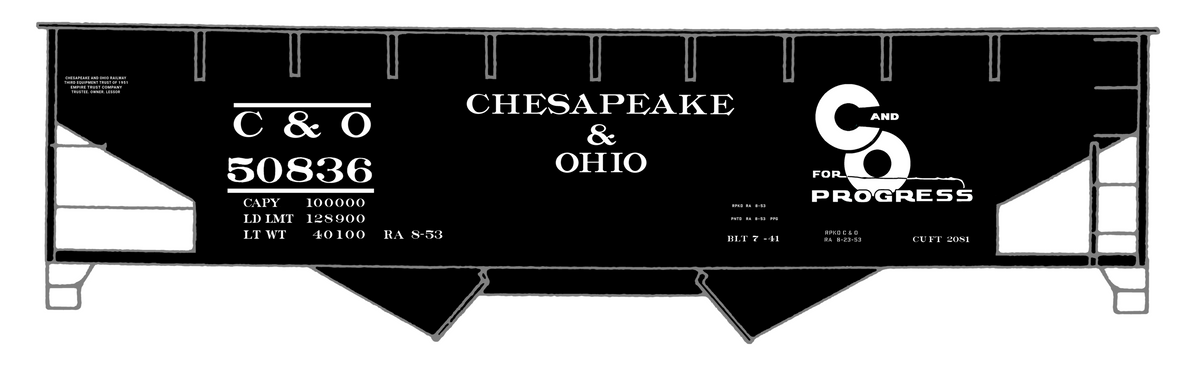 Chesapeake & Ohio Offset Twin Hopper White C&O (1948-1954)