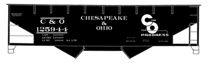 Chesapeake and Ohio Offset Twin Hopper White C&O (1954-1957)