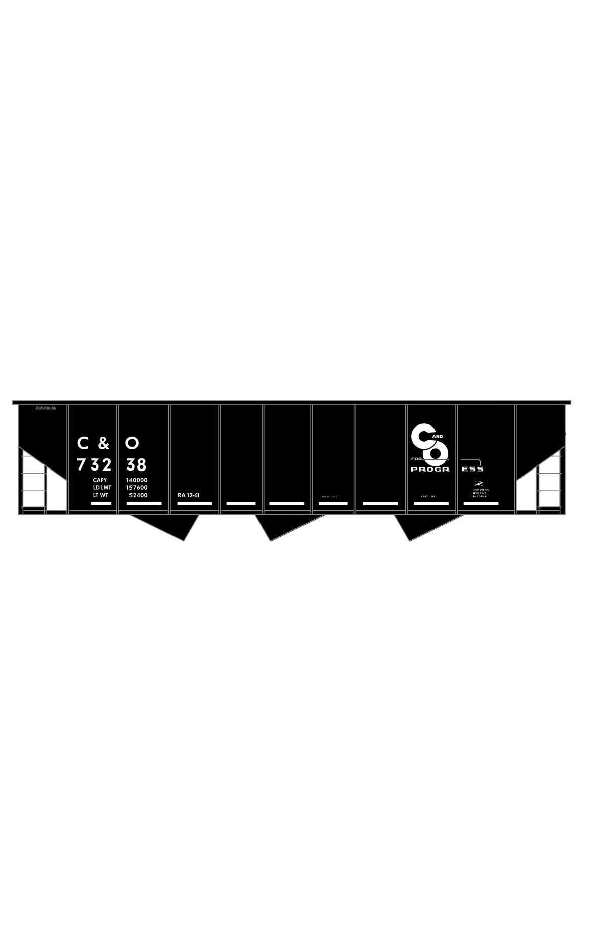 Chesapeake and Ohio Hopper Car White C&O (1959-1964)