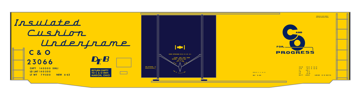 Chesapeake and Ohio Insulated Boxcar Dark Blue  - Decal