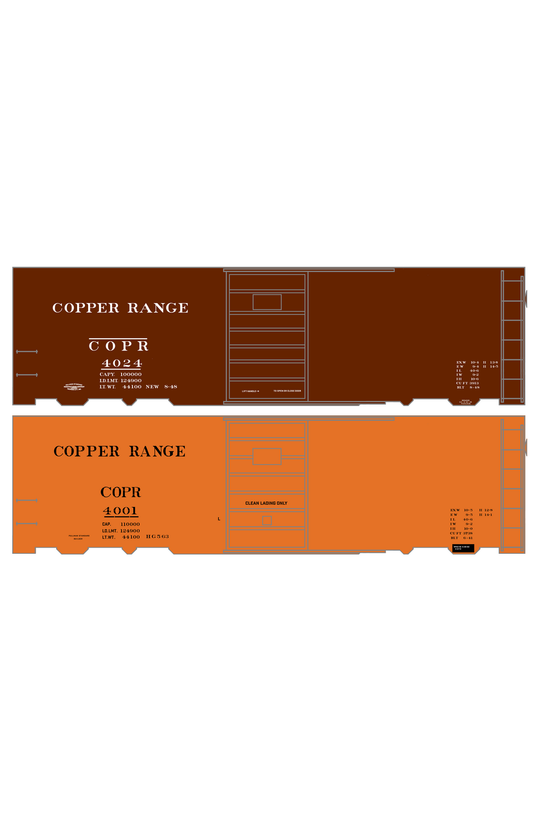 Copper Range 40 Ft Single Door Boxcar Black and White