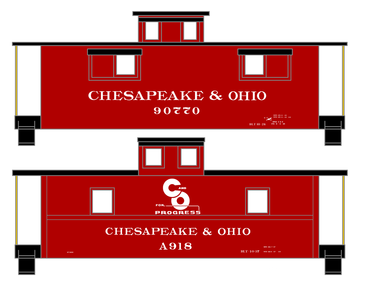 Chesapeake and Ohio Red Caboose White  - Decal