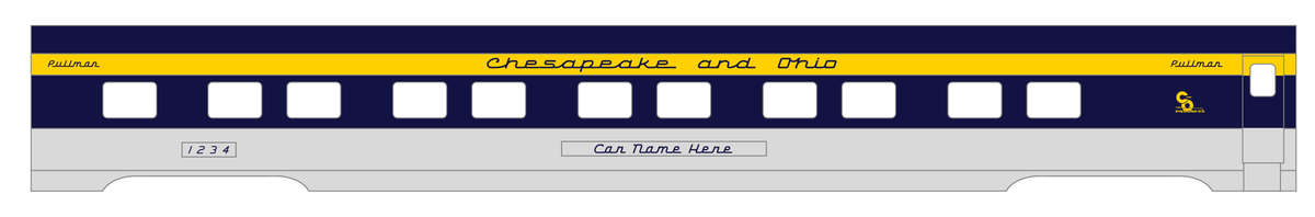 Chesapeake and Ohio Passenger Car Names Dark Blue #2 - Decal