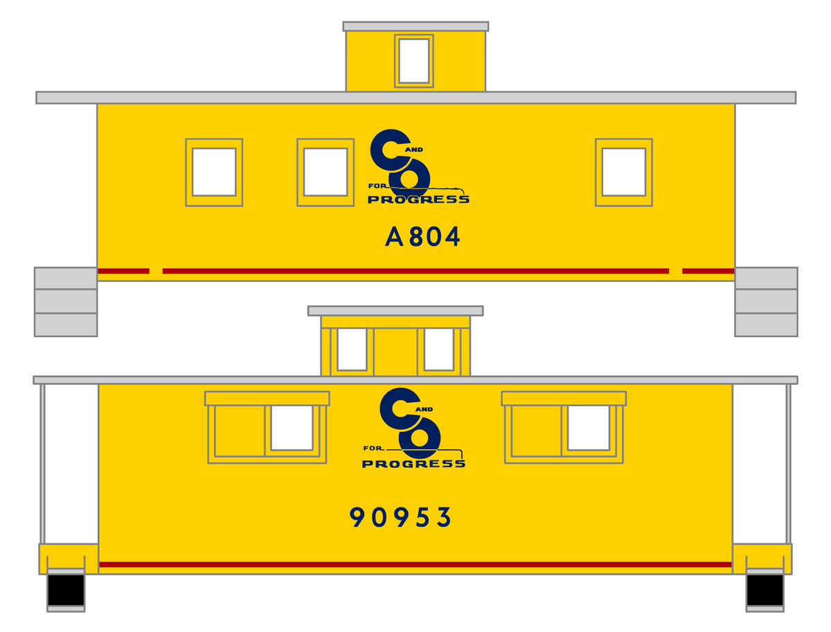 Chesapeake and Ohio Yellow Caboose Blue and Red  - Decal