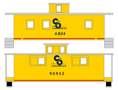 Chesapeake and Ohio Yellow Caboose Blue and Red  - Decal