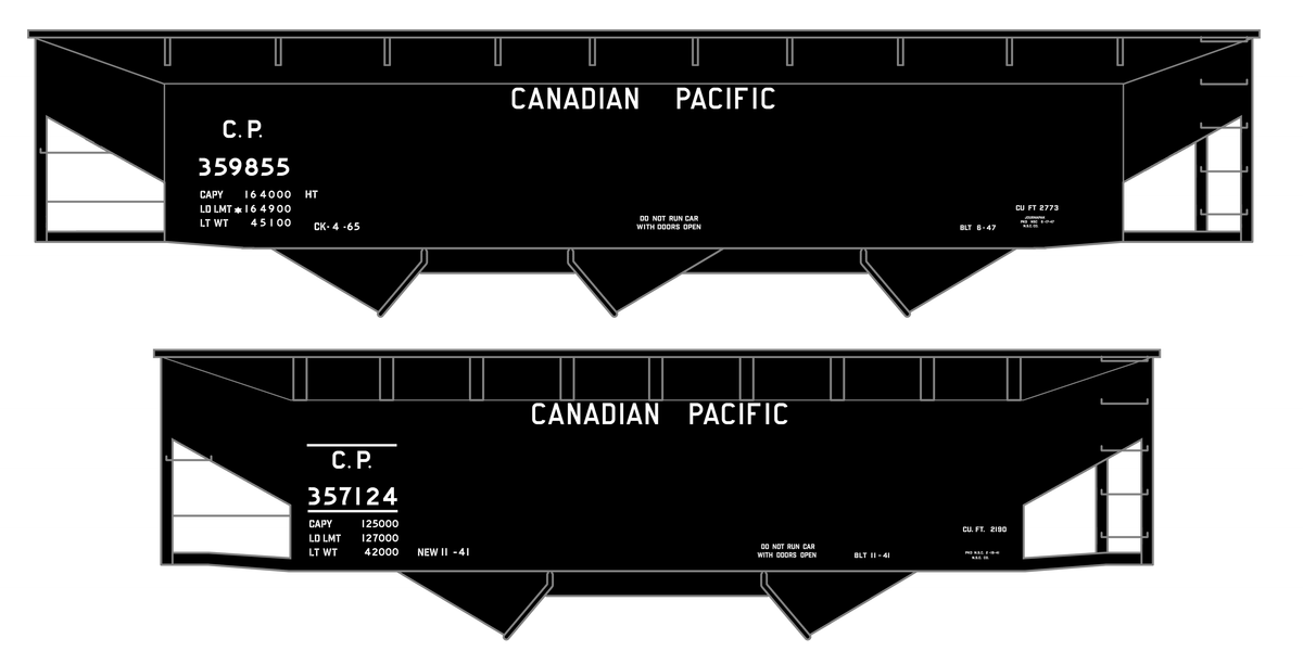 Canadian Pacific Offset Hopper White Plain Lettering