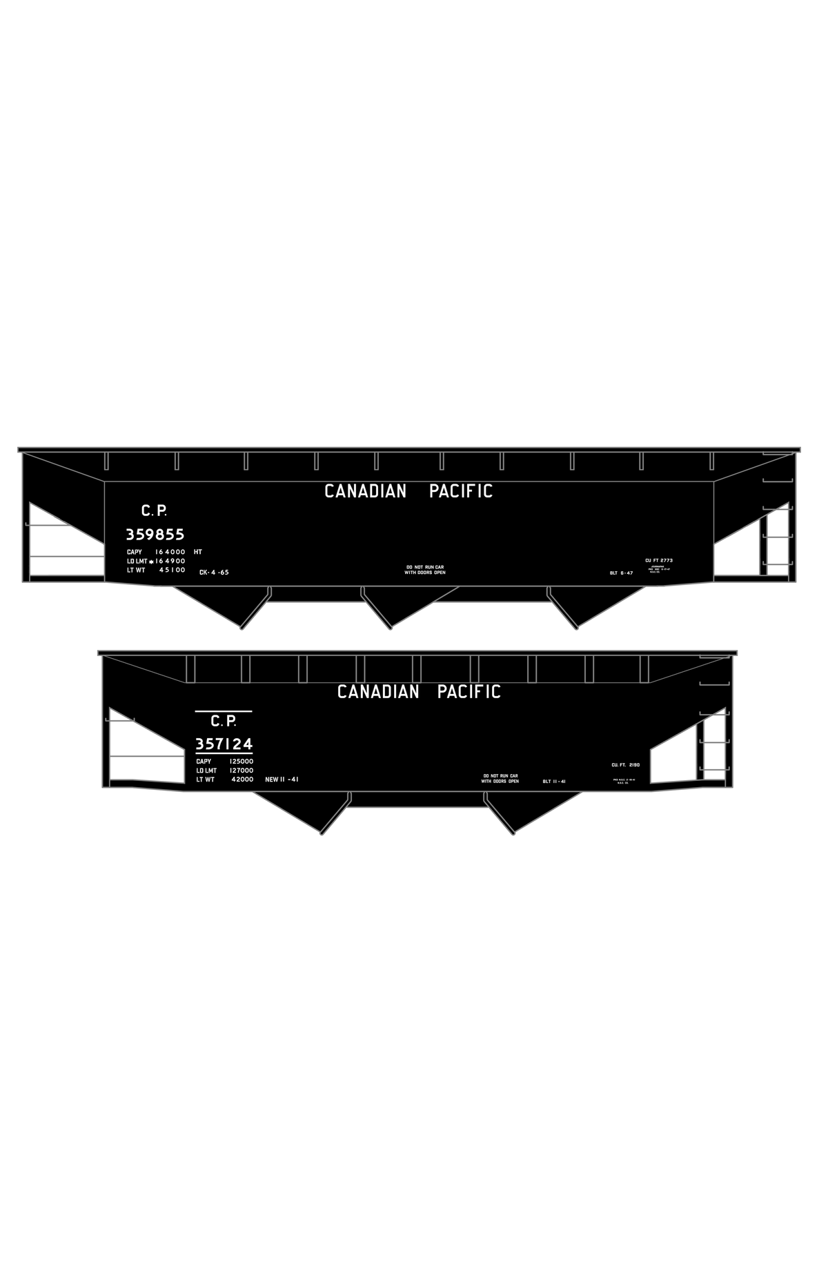 Canadian Pacific Offset Hopper White Plain Lettering