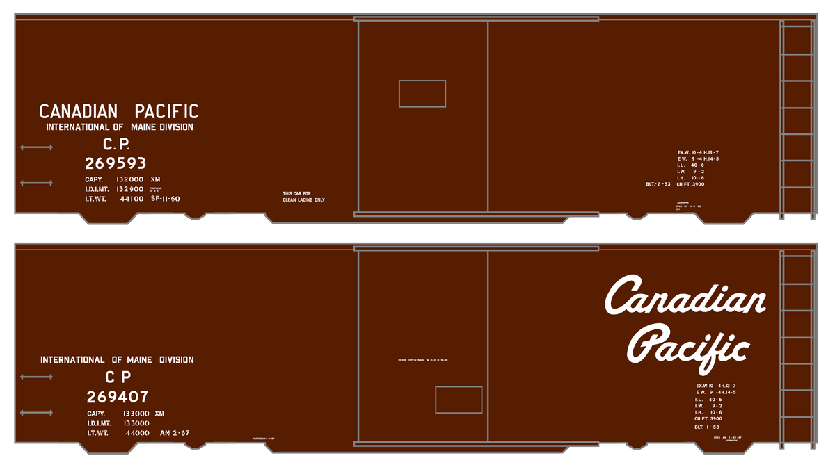 Canadian Pacific 40 Ft Boxcar White Script, International Of Maine Division