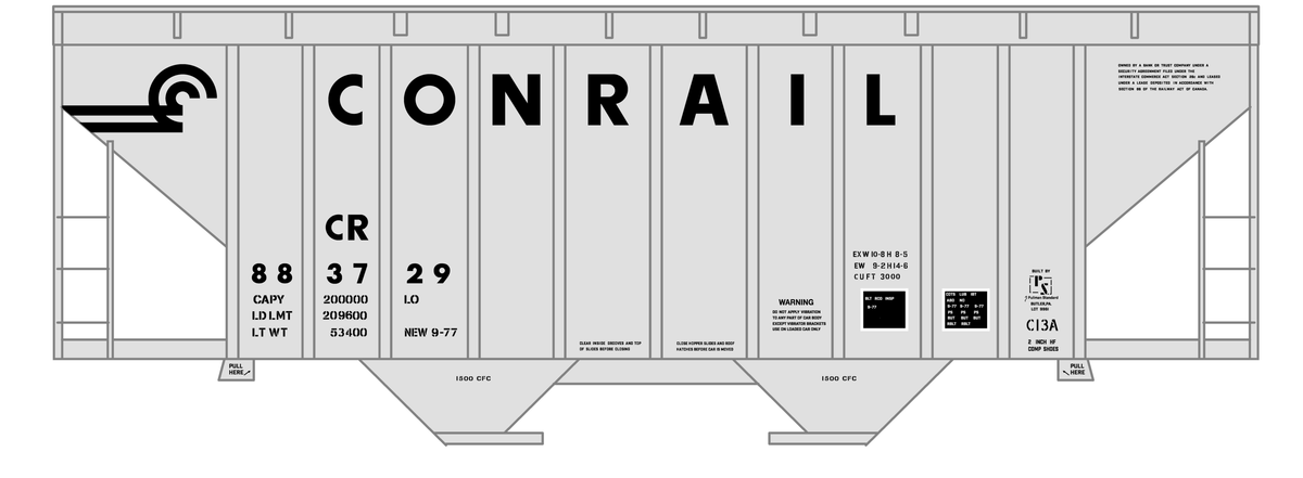 Conrail 3000 Cu Ft Covered Hopper Black