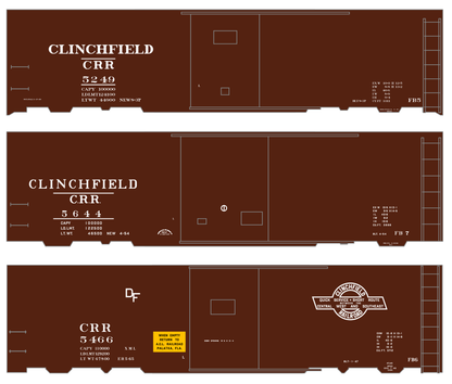 Clinchfield 40 Ft Steel Boxcar White  - Decal