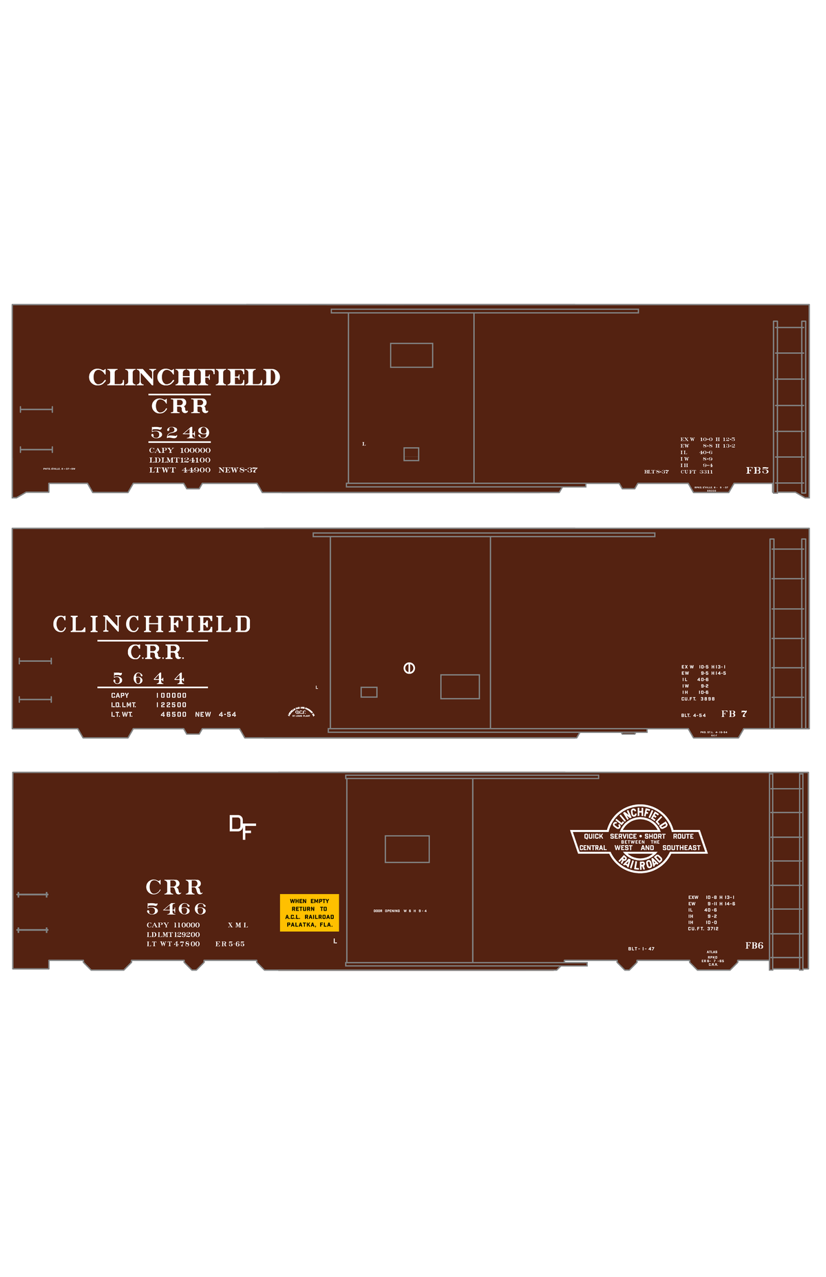 Clinchfield 40 Ft Steel Boxcar White