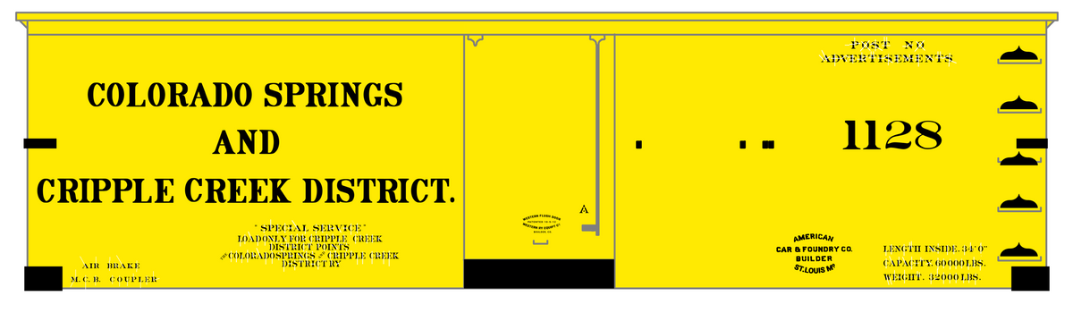 Colorado Springs & Cripple Creek District 34 Ft Boxcar Black CS&CCD