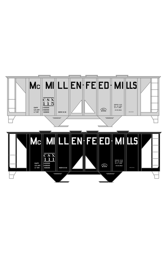 McMillen Feed Mills (Central Soya) Covered Hopper Black and White