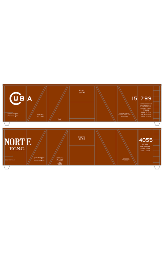 Cuba Railroad & Norte 36 Ft Single Sheathed Boxcar 1920s Era