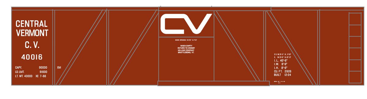 Central Vermont Single Sheathed Boxcar White
