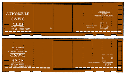 Charleston and Western Carolina 40 Ft Boxcar White