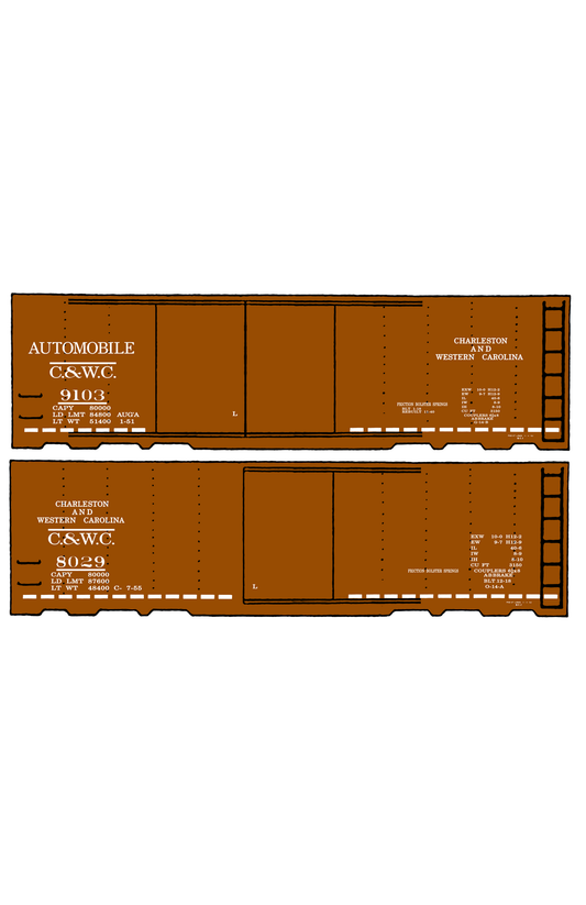 Charleston and Western Carolina 40 Ft Boxcar White