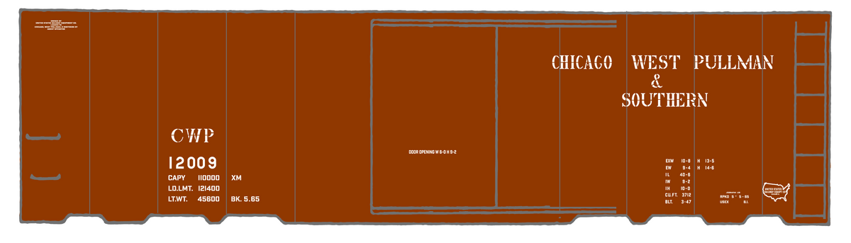 Chicago, West Pullman & Southern 40 Ft Steel Boxcar White