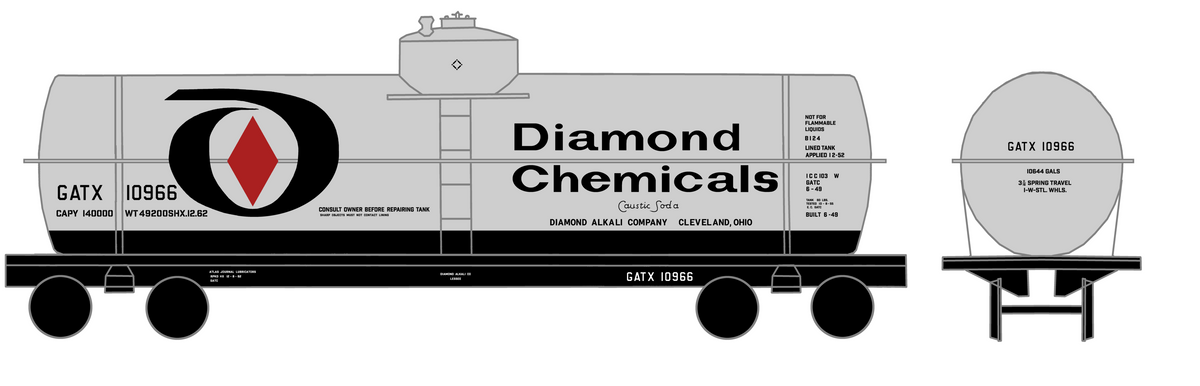 Diamond Alkali Chemicals Tank Car Black and Red Shamrock
