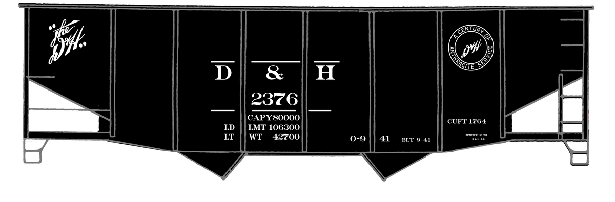 Delaware and Hudson Twin Hopper White Anthracite Logo