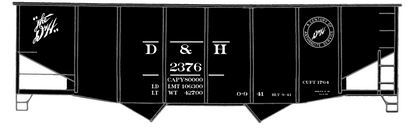 Delaware and Hudson Twin Hopper White Anthracite Logo