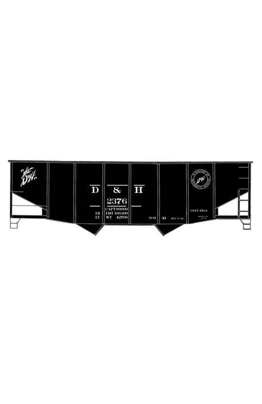 Delaware and Hudson Twin Hopper White Anthracite Logo