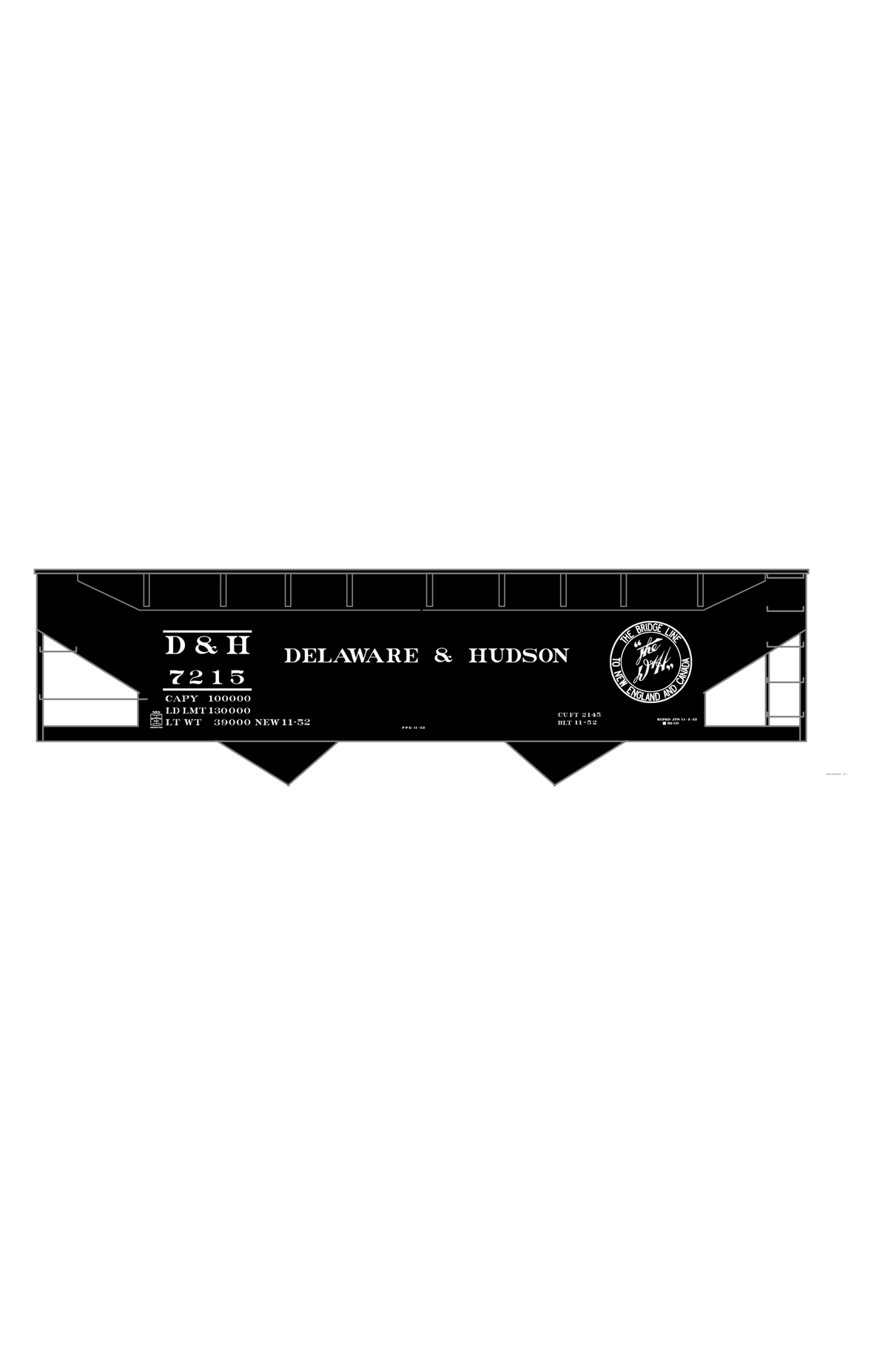 Delaware and Hudson Bridge Line Hopper Car White