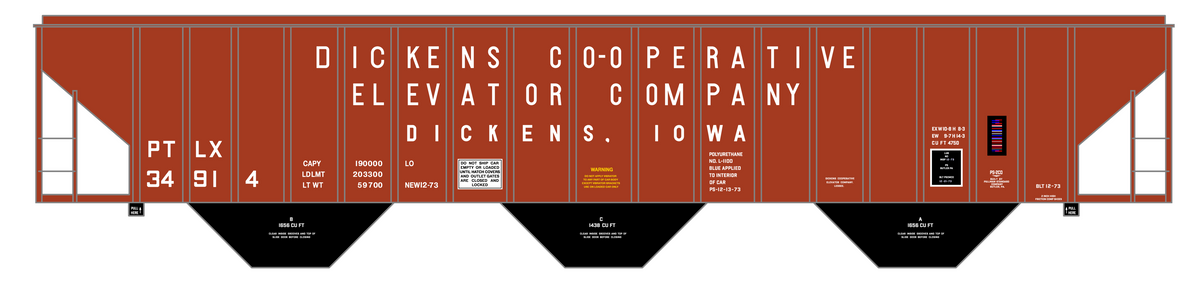 Dickens Co-Op Elevator Co. PS-2CD Covered Hopper White Iowa