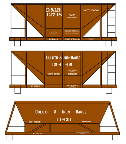 Duluth and Iron Range Ore Hopper Cars White Pre-DMIR Missabe