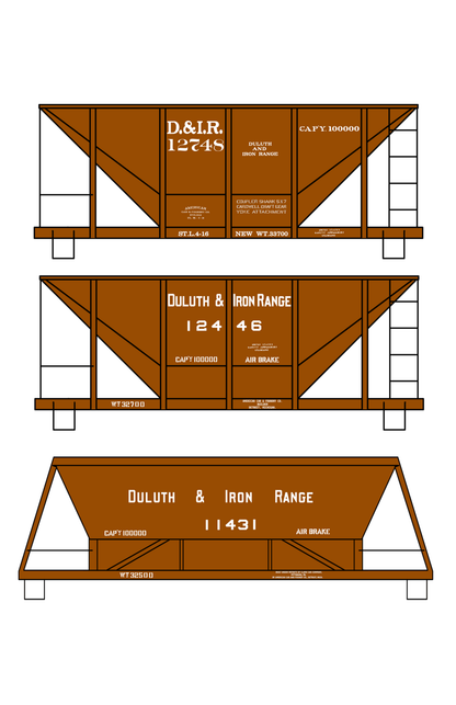 Duluth and Iron Range Ore Hopper Cars White Pre-DMIR Missabe