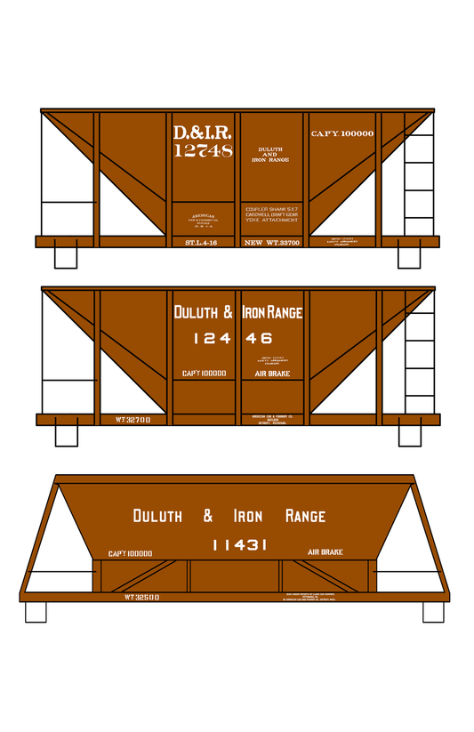 Duluth and Iron Range Ore Hopper Cars White Pre-DMIR Missabe