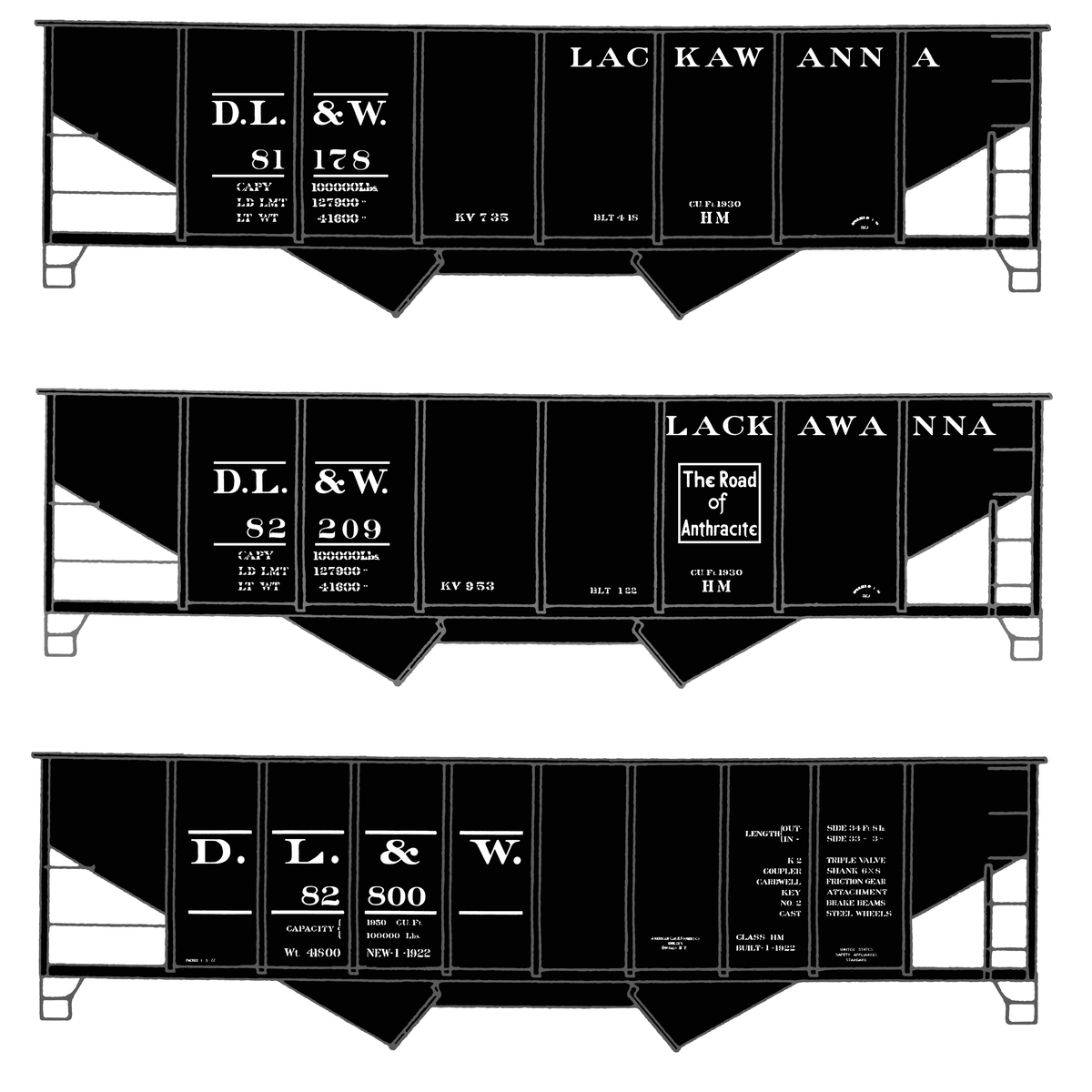Delaware, Lackawanna and Western Twin Hopper Car White DL&W