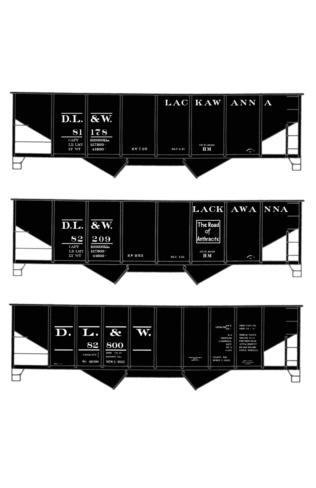 Delaware, Lackawanna and Western Twin Hopper Car White DL&W