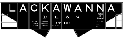 Delaware, Lackawanna and Western 10-Panel Twin Hopper White Big Lackawanna