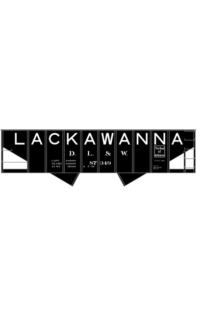Delaware, Lackawanna and Western 10-Panel Twin Hopper White Big Lackawanna
