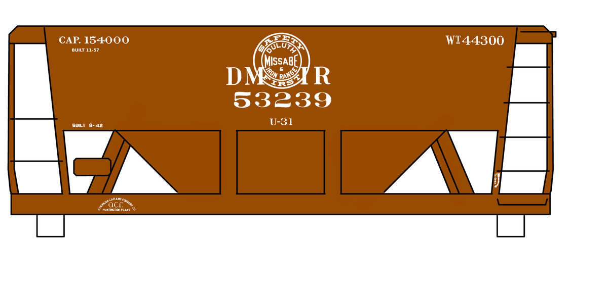 Duluth, Missabe and Iron Range Ore Hopper Cars White