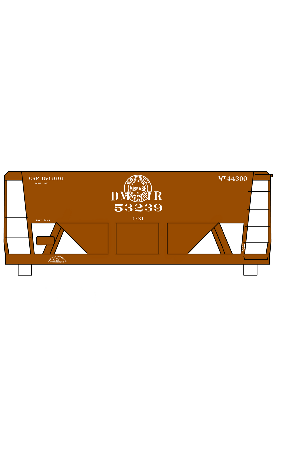 Duluth, Missabe and Iron Range Ore Hopper Cars White