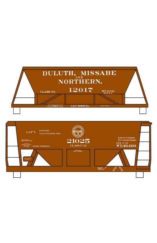 Duluth. Missabe and Northern Ore Hopper Cars White