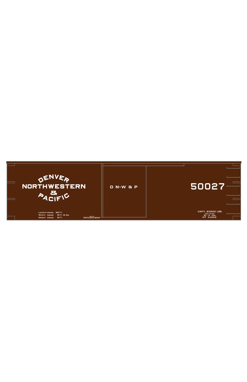 Denver Northwestern and Pacific 36 Ft Wood Boxcar White