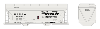 Rio Grande Two Bay ACF Covered Hopper Black Small Lettering - Decal