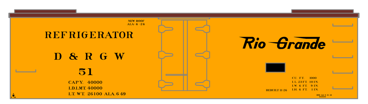 Rio Grande Wood Ice Reefer Black Narrow Gauge