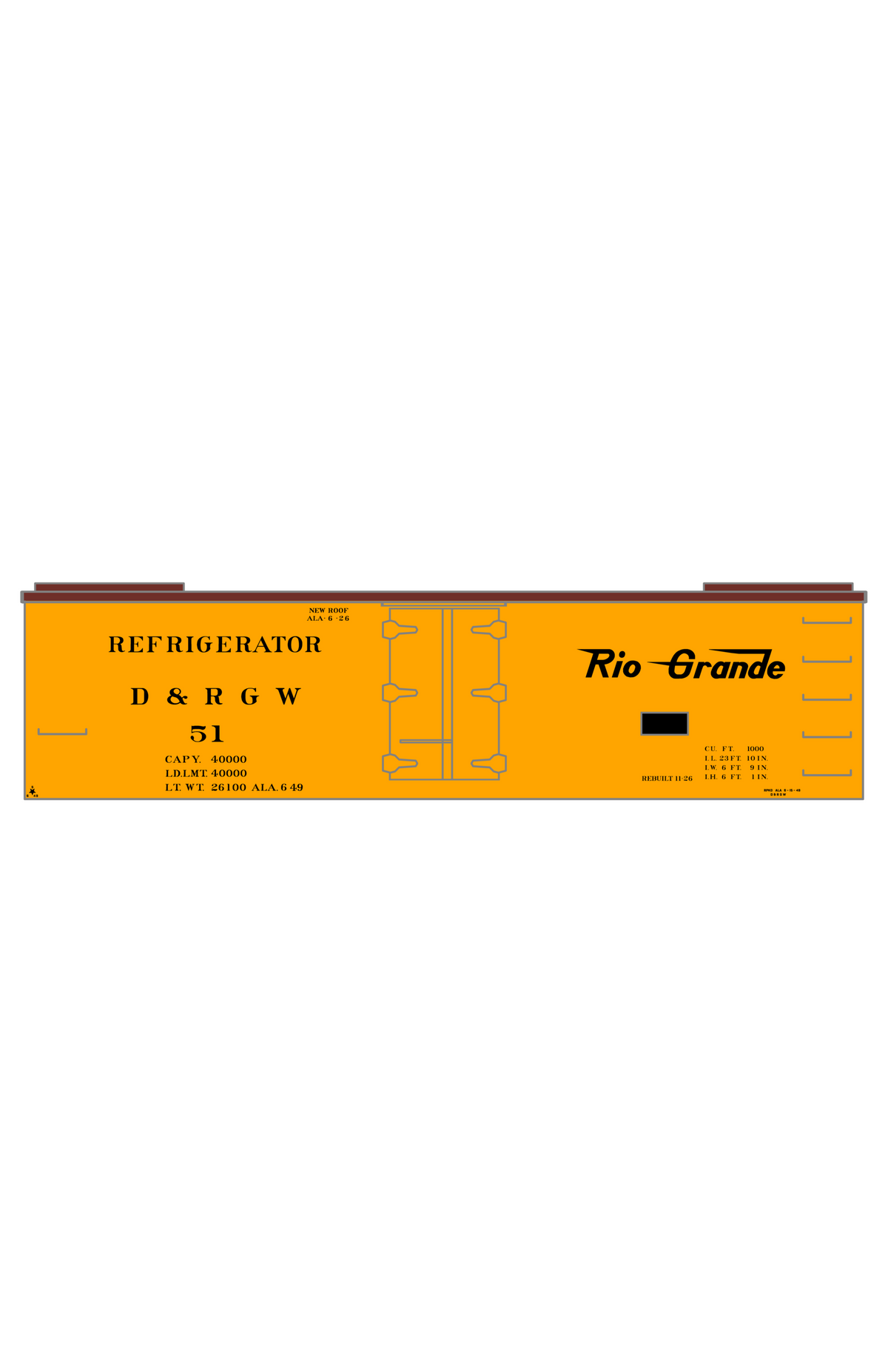 Rio Grande Wood Ice Reefer Black Narrow Gauge