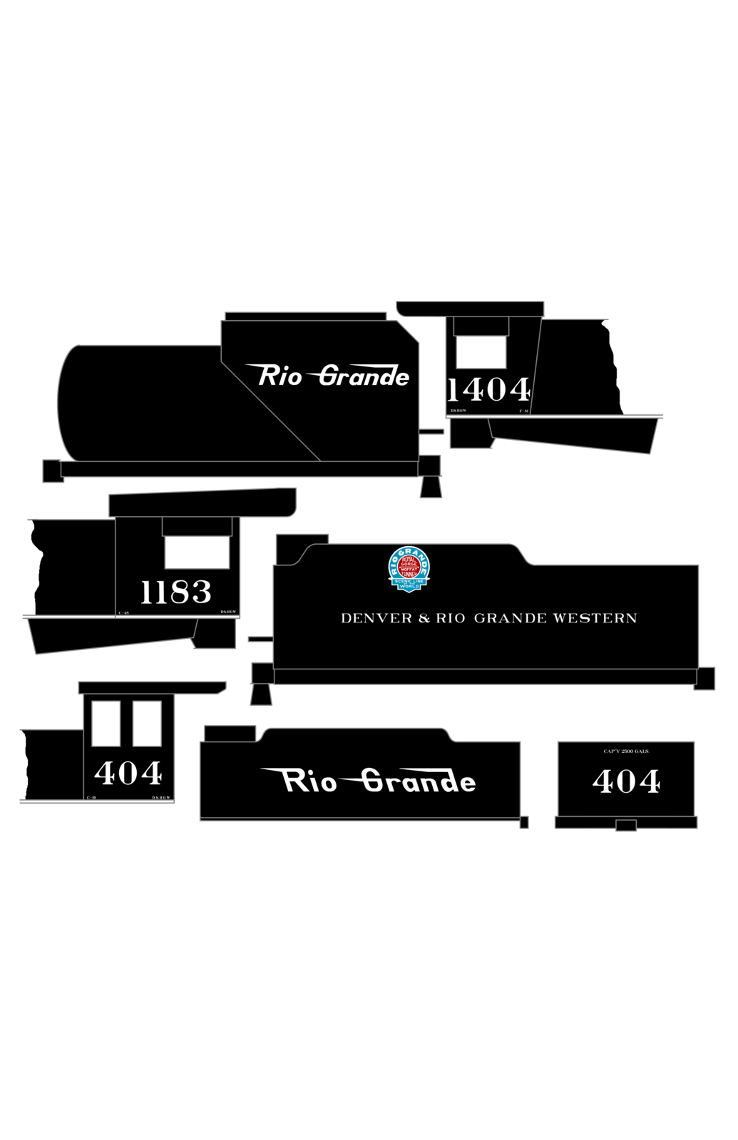 Rio Grande Steam Locomotive White Standard Or Narrow Gauge