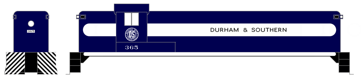 Durham and Southern Diesel Locomotive White and Black