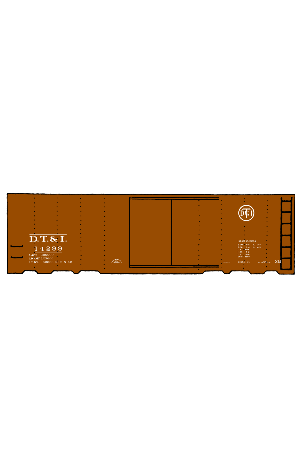 Detroit, Toledo and Ironton 40 Ft Boxcar White DT&I