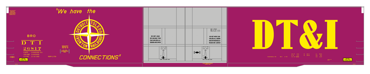 Detroit, Toledo and Ironton 86 Ft Auto Parts Boxcar Yellow