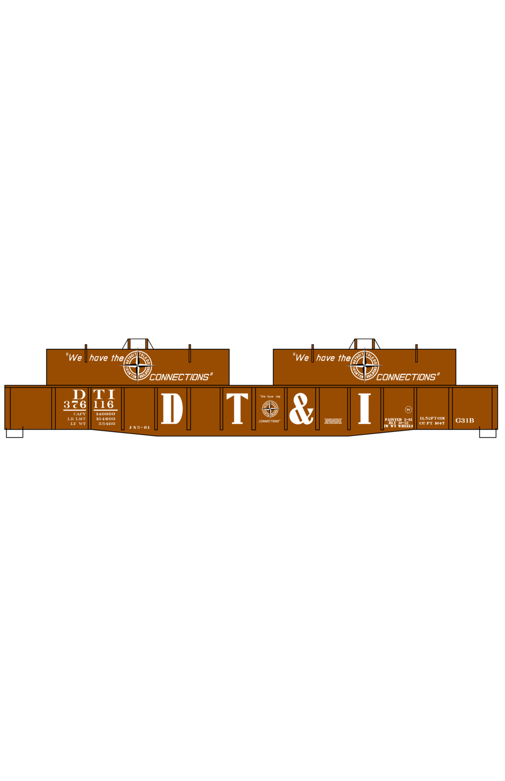 Detroit, Toledo and Ironton Coil Steel Gondola White DT&I