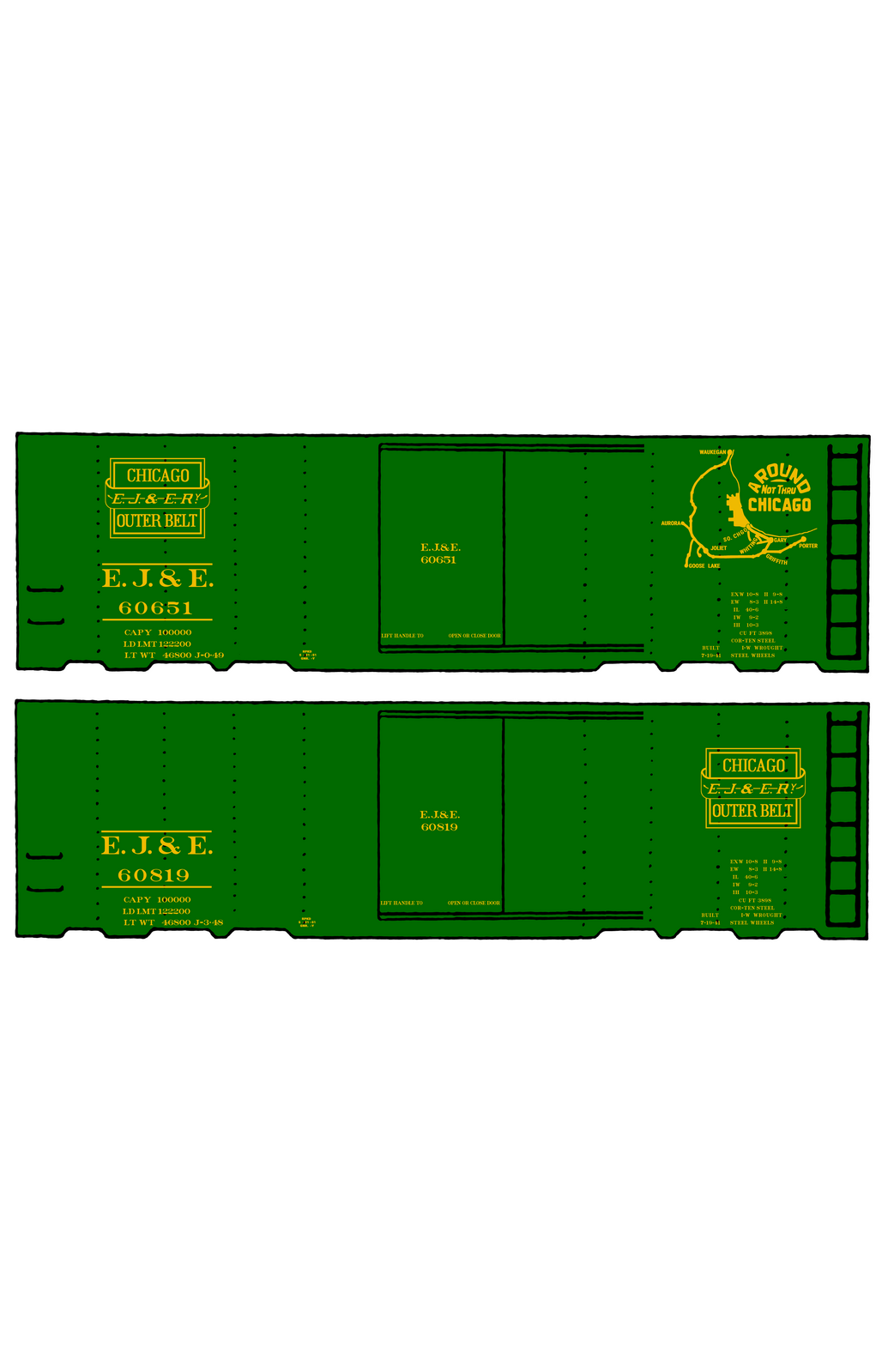 Elgin Joliet and Eastern 40 Ft Steel Boxcar Orange