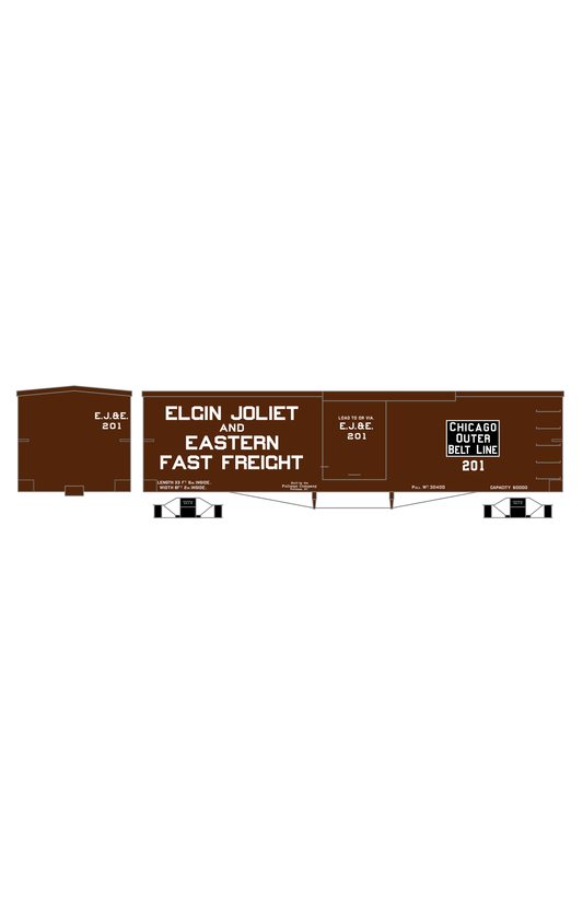 Elgin Joliet and Eastern 34 Ft Wood Boxcar White Fast Freight
